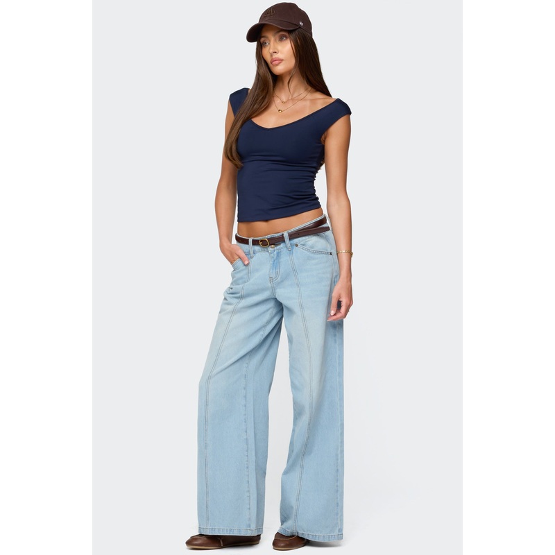 Charlie Panel Stitch Low Rise Jeans LIGHT BLUE XS