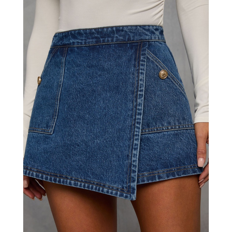 Fiona Denim Mini Skort Denim XS
