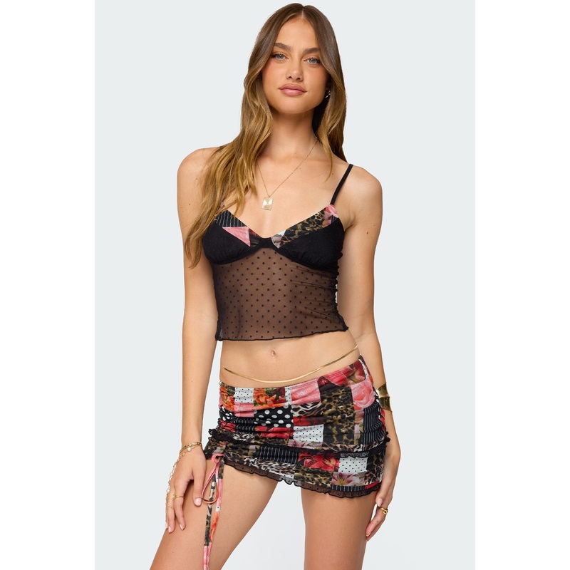 Kylo Mixed Print Sheer Mesh Top MIX XS
