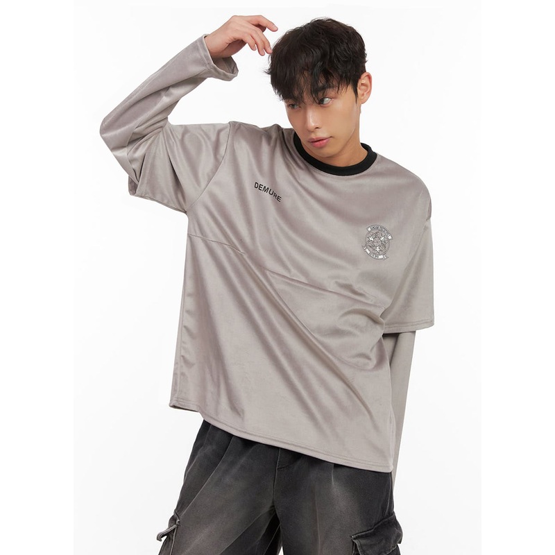 Men’s Casual Long-Sleeve Sports Tee ID427 Gray M/L