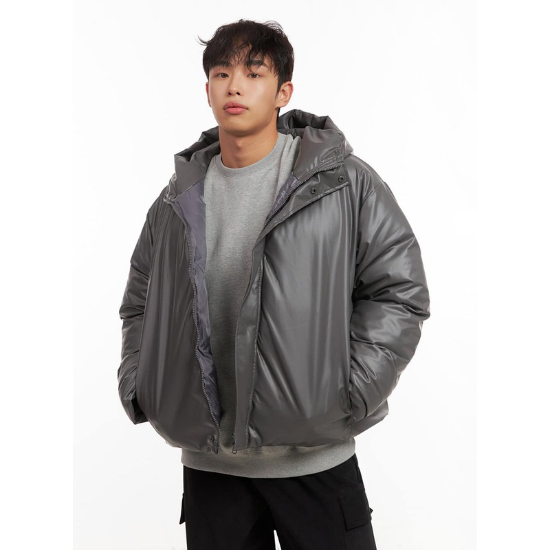 Men’s Chic Hooded Puffer Jacket ID427 Dark gray M/L
