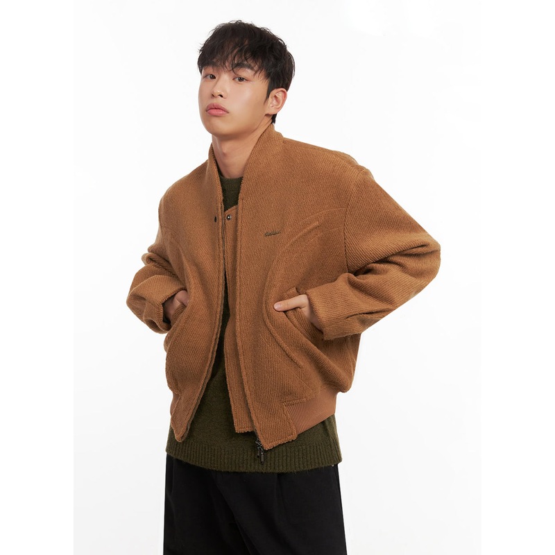 Men’s Knitted Bomber Jacket ID427 Beige M/L