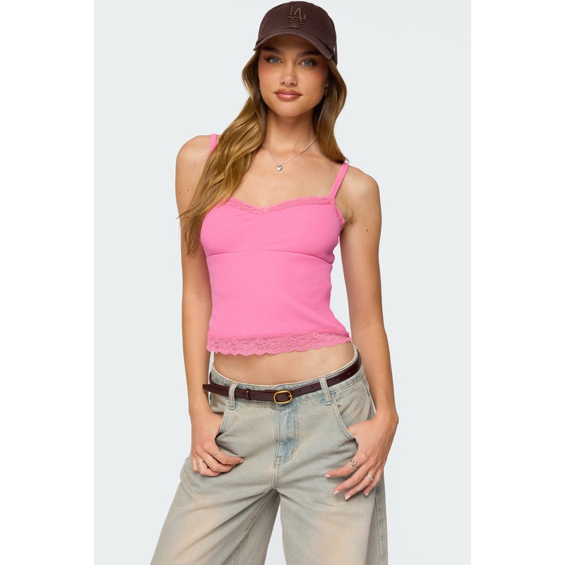 Mireille Lacey Tank Top PINK XS