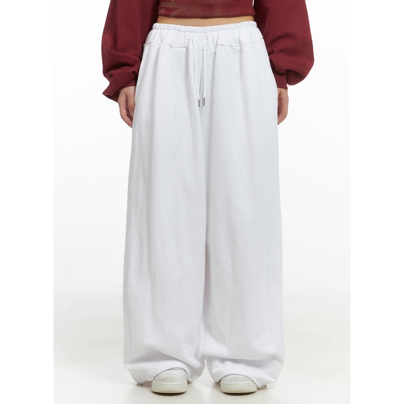 Wide Fit Cotton Sweatpants CS404 White M/L