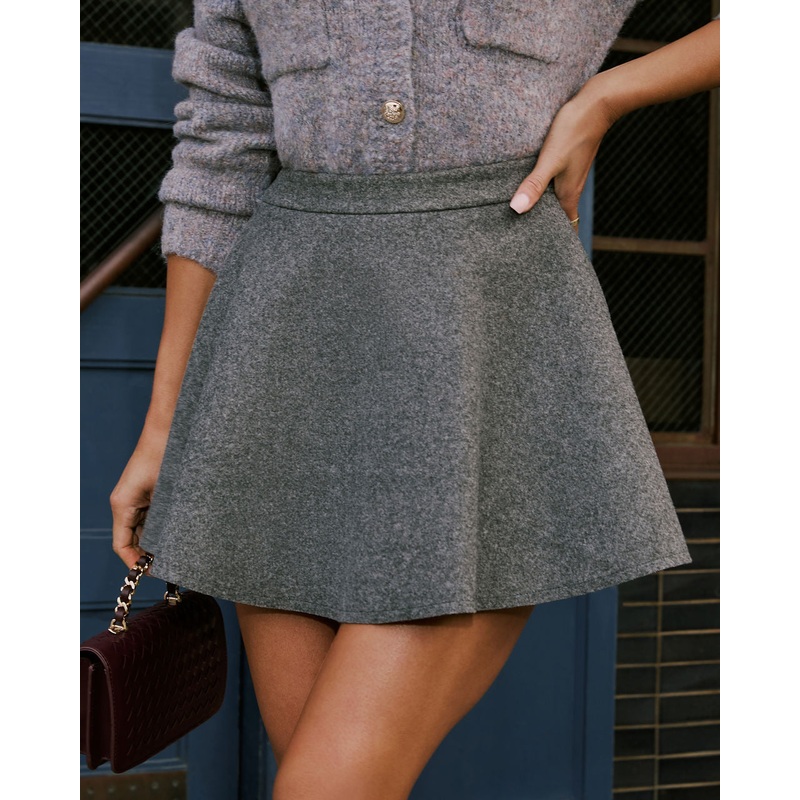 Zoie Wool Pleated Mini Skirt Charcoal XS