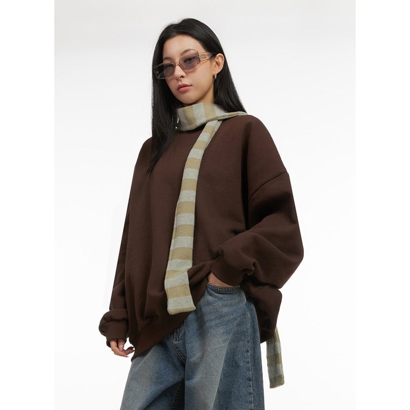 Classic Oversized Crew Neck IJ503 Brown M/L