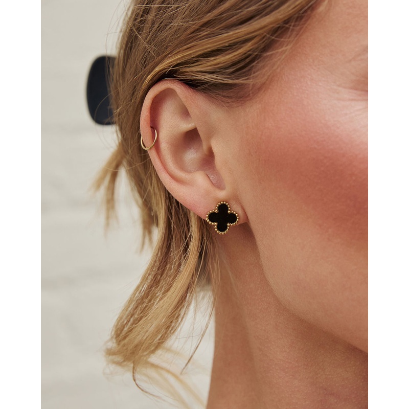 Lucky Day Clover Stud Earrings Black O/S