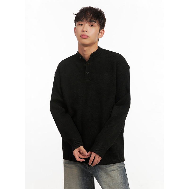 Men’s Classic Buttoned Knit Sweater ID431 Black M/L