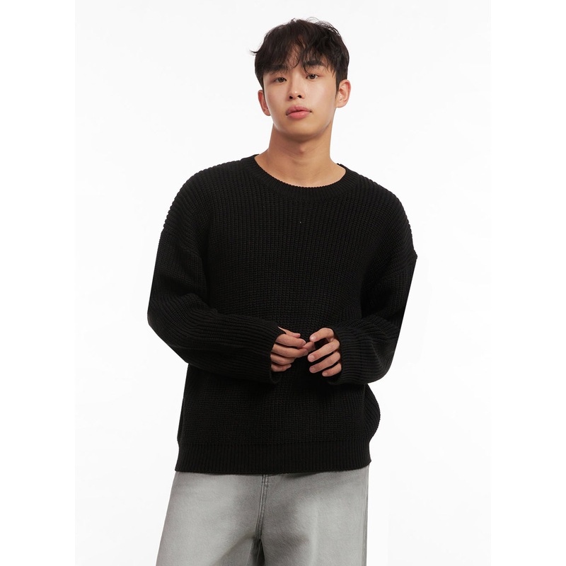 Men’s Long-Sleeve Knit Sweater ID431 Black M/L