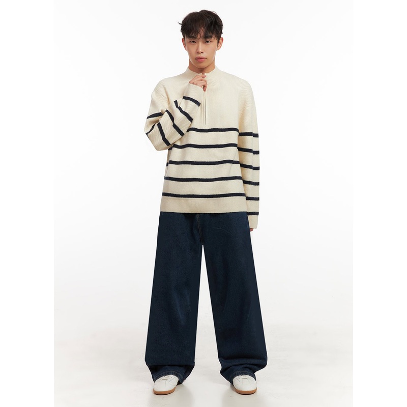 Men’s Wide-Fit Solid Denim Jeans ID431 Dark blue S