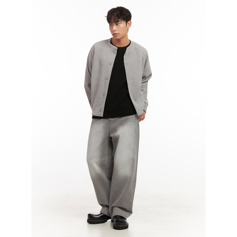 Men’s Wide-Fit Washed Denim Jeans ID431 Gray 1XS