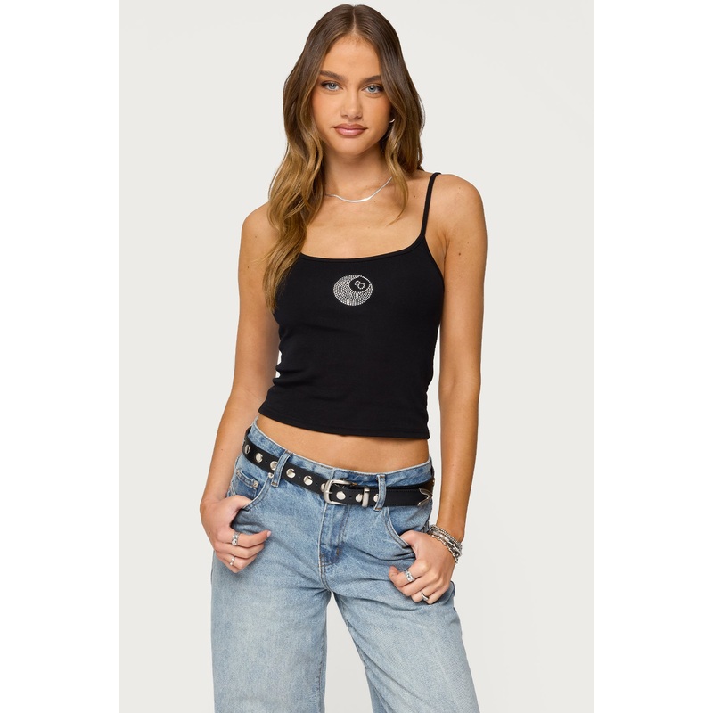 Rhinestone Magic 8 Tank Top BLACK XS