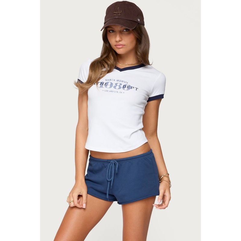 Santa Monica V Neck T Shirt WHITE XS