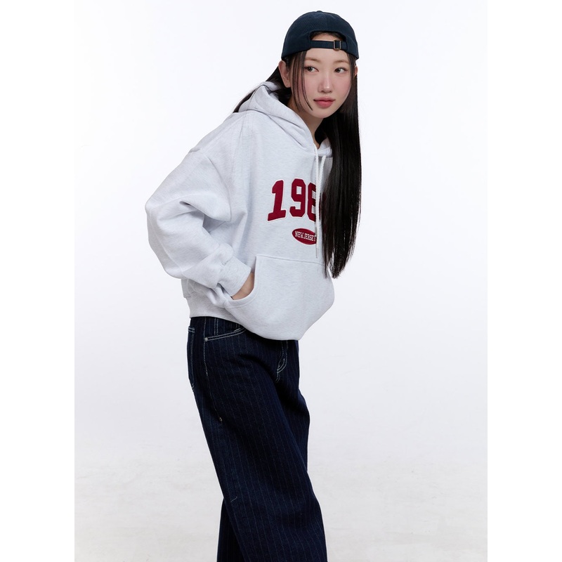 1986 Embroidered Hoodie CJ511 Light gray M/L