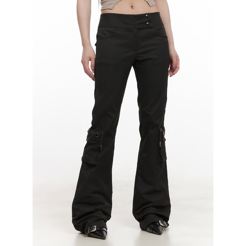 Cargo Low-Waist Bootcut Pants CJ516 Black S/M