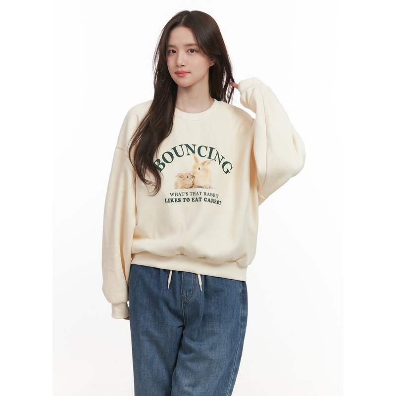 Cozy Bunny Sweatshirt CJ514 Light beige M/L