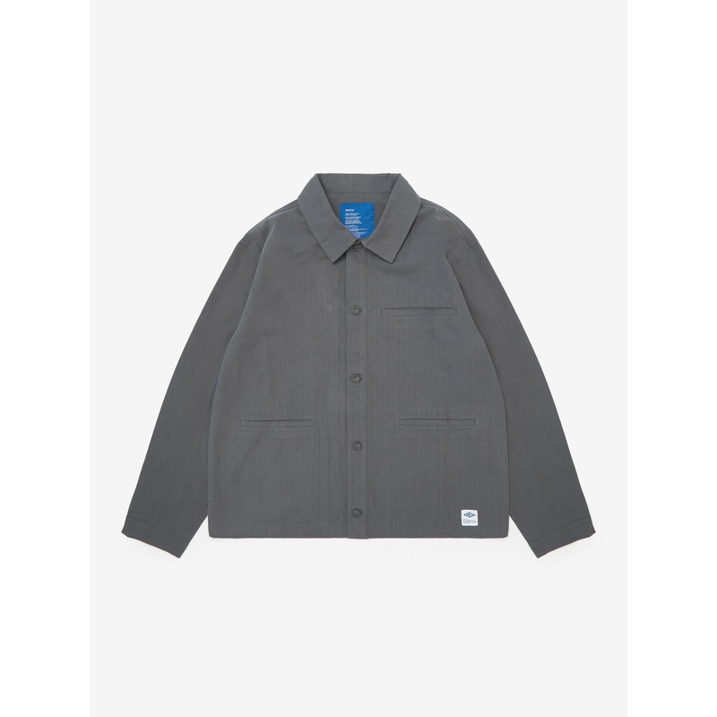 Essentials Herringbone Overshirt – Dusty Blue XS