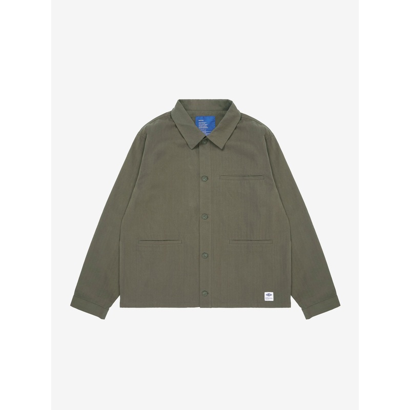 Essentials Herringbone Overshirt – Moss XS