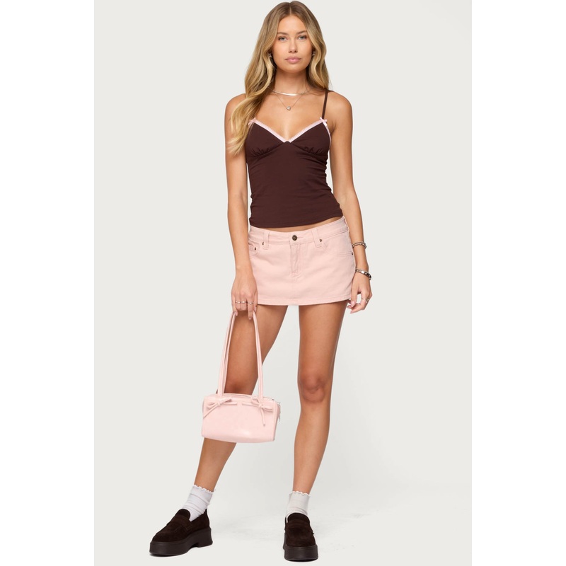 Sukie Denim Mini Skort LIGHT PINK XS
