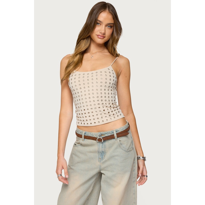 Vallie Grommet Tank Top BEIGE XS
