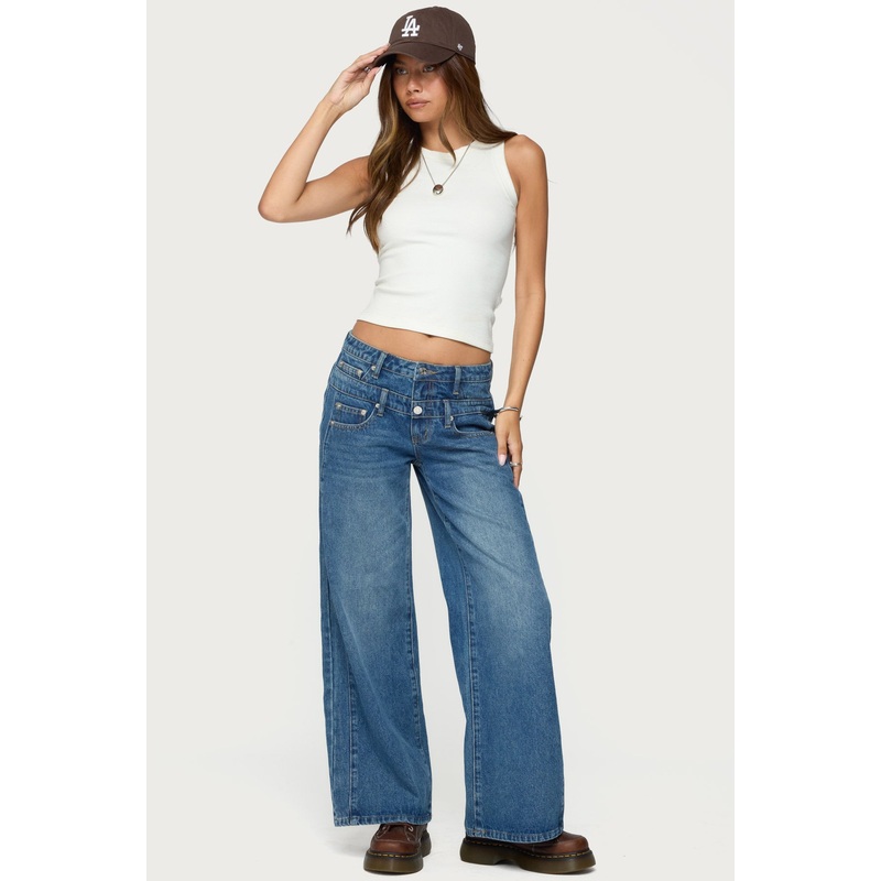 Abel Layered Look Low Rise Jeans BLUE XS