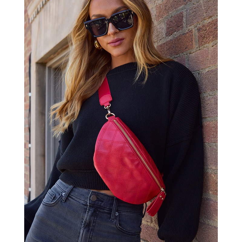 Jenny Faux Leather Belt Bag Red O/S