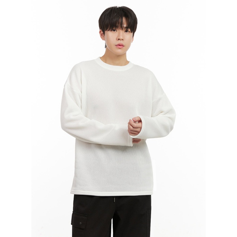 Men’s Basic Loose-Fit Sweater IJ517 White M/L