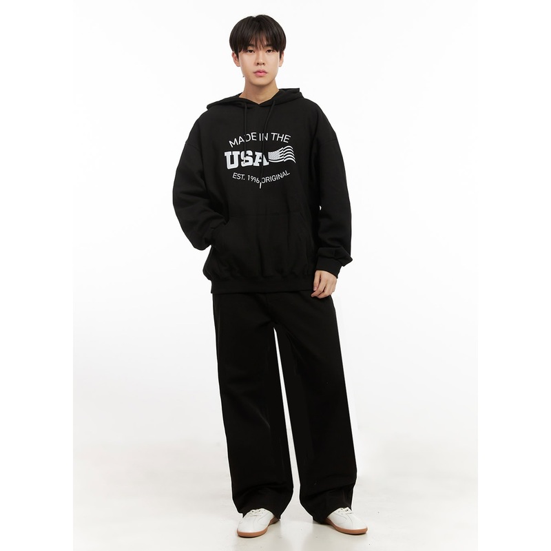 Men’s Cotton Wide-Fit Trousers (Black) IJ517 Black S