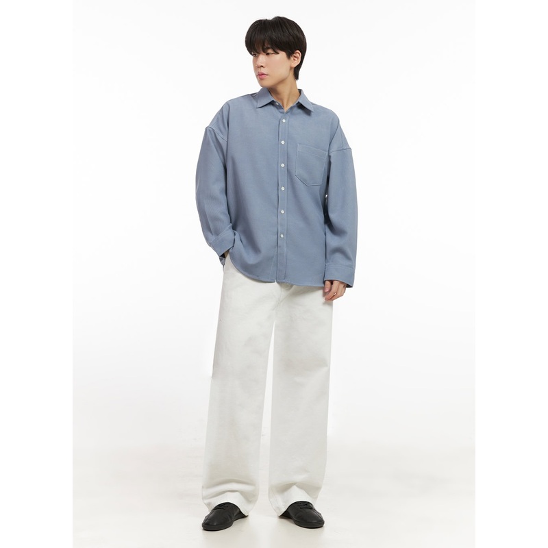 Men’s Cotton Wide-Fit Trousers (White) IJ517 White S