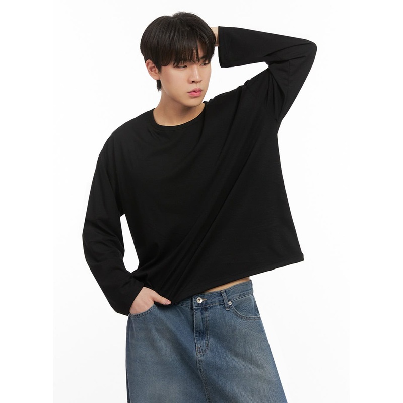 Men’s Essential Long Sleeve Shirt IJ517 Black M/L