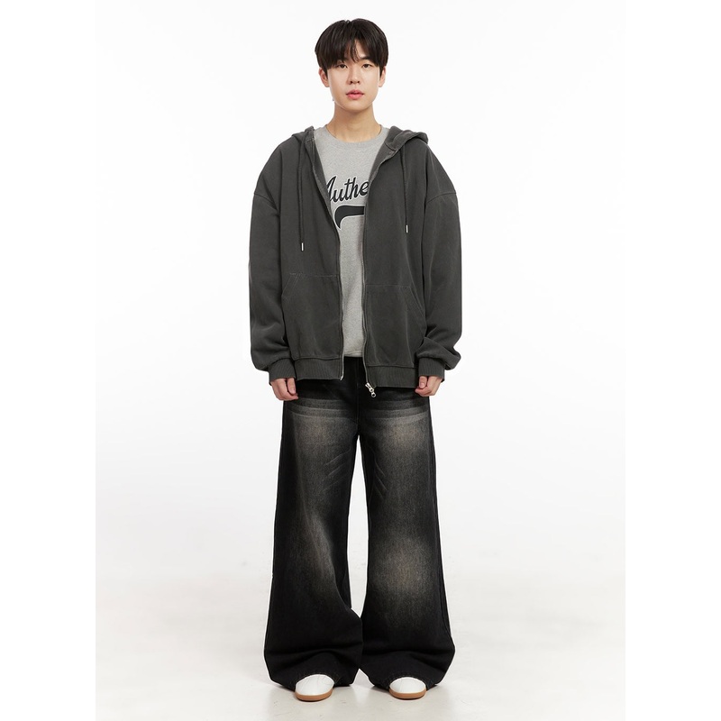 Men’s Washed Relaxed-Fit Jeans (Black) IJ517 Black S