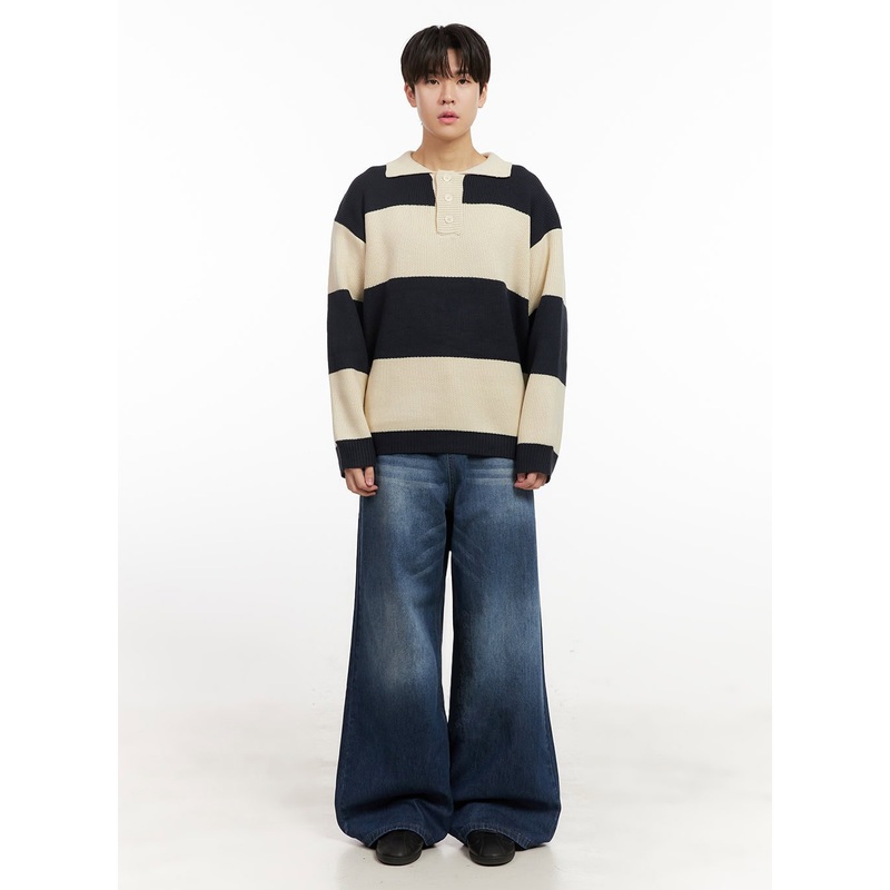 Men’s Washed Relaxed-Fit Jeans (Blue) IJ517 Blue S