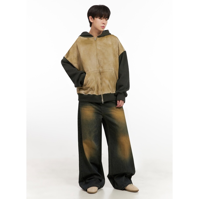 Men’s Washed Relaxed-Fit Jeans (Dark green) IJ517 Dark green S