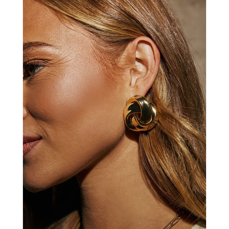 Never Boring Knotted Stud Earrings Gold O/S