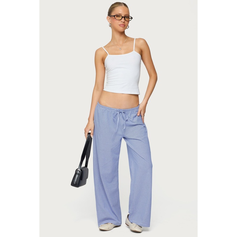 Petite Olivia Striped Loose Fit Pants BLUE AND WHITE XS