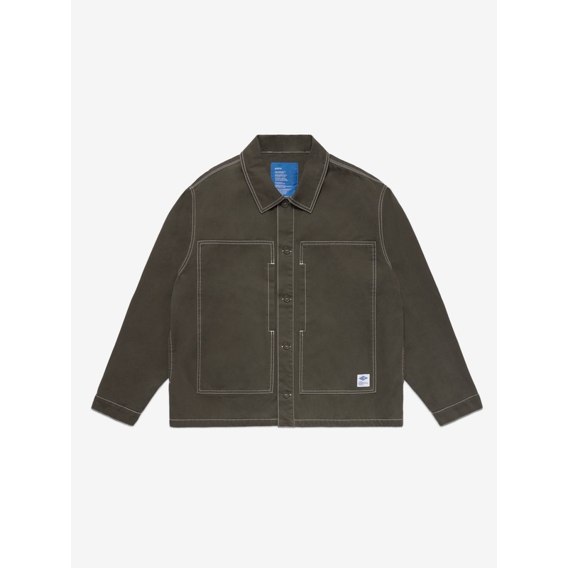Contrast-Stitch Overshirt – Green XS