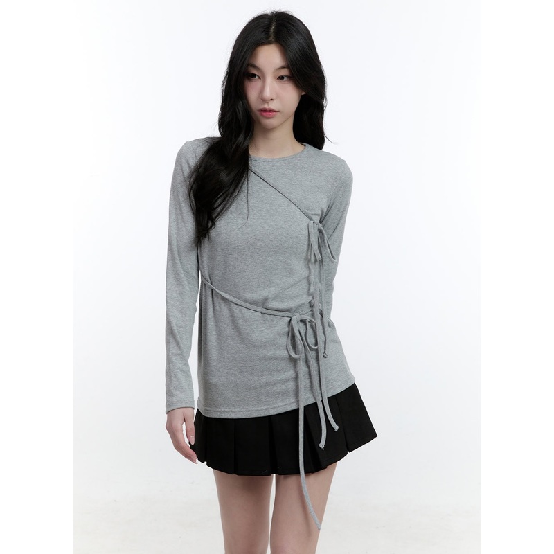 Ribbon Strap Long-Sleeve Top CJ520 Gray S/M