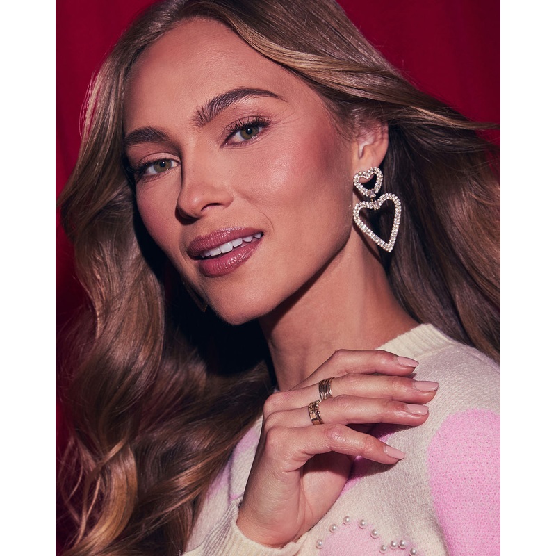 True Love Dangle Heart Earrings Gold O/S