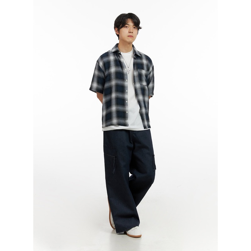 Men’s Cargo Denim Jeans (Dark Blue) IG409 Dark blue S