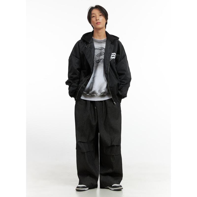 Men’s Slick Pocket Wide-Leg Pants IO402 Black M/L