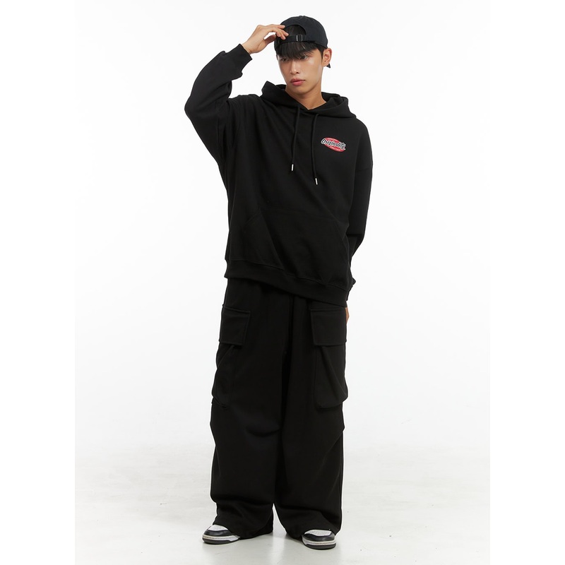 Men’s Wide Fit Cargo Pocket Sweatpants IS419 Black M/L