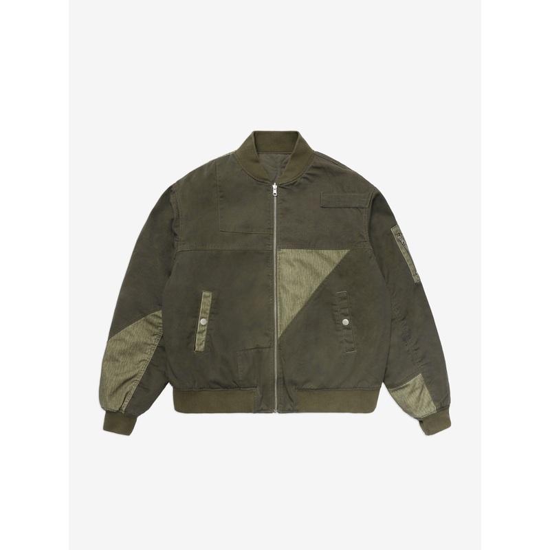 Patchwork Reversible Bomber Jacket – Army Green XS