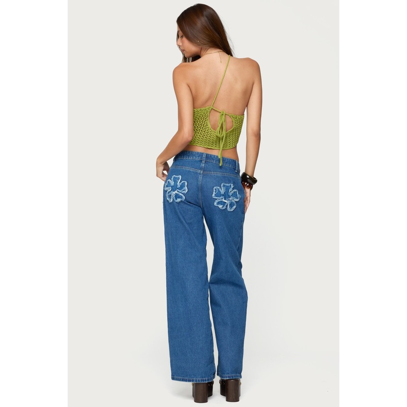 Flower Patch Low Rise Jeans BLUE XS