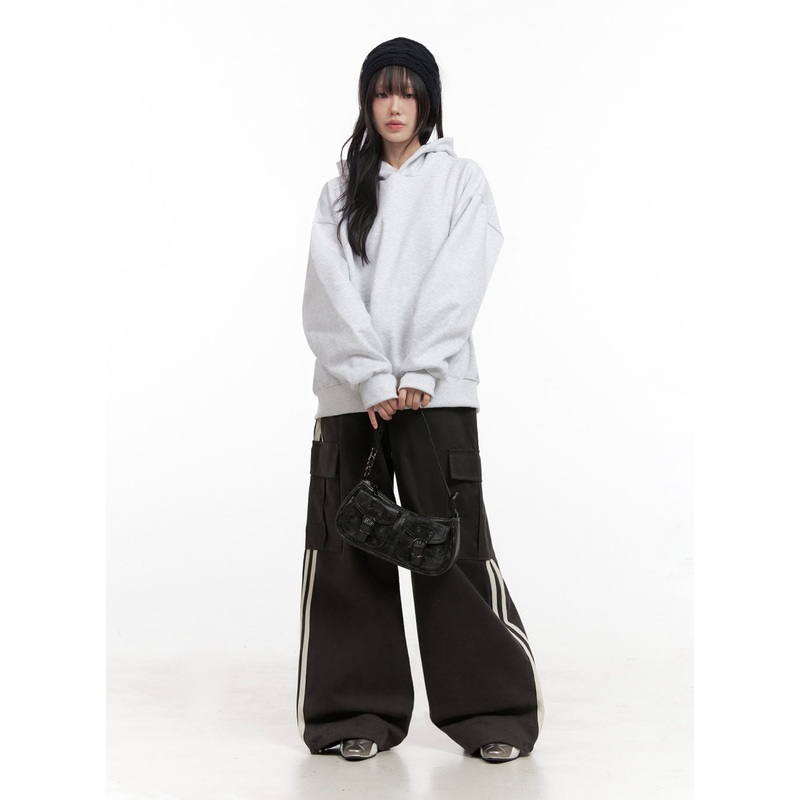 Wide-Fit Cargo Pocket Pants IN427 Dark gray M/L