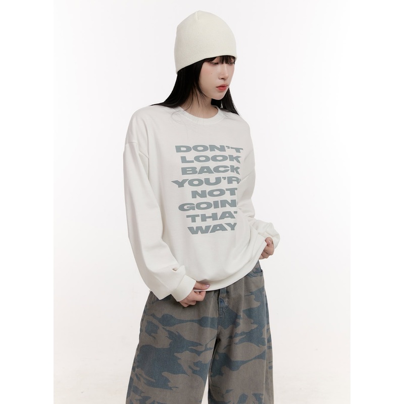 Graphic Loose-Fit Sweatshirt CJ529 White M/L