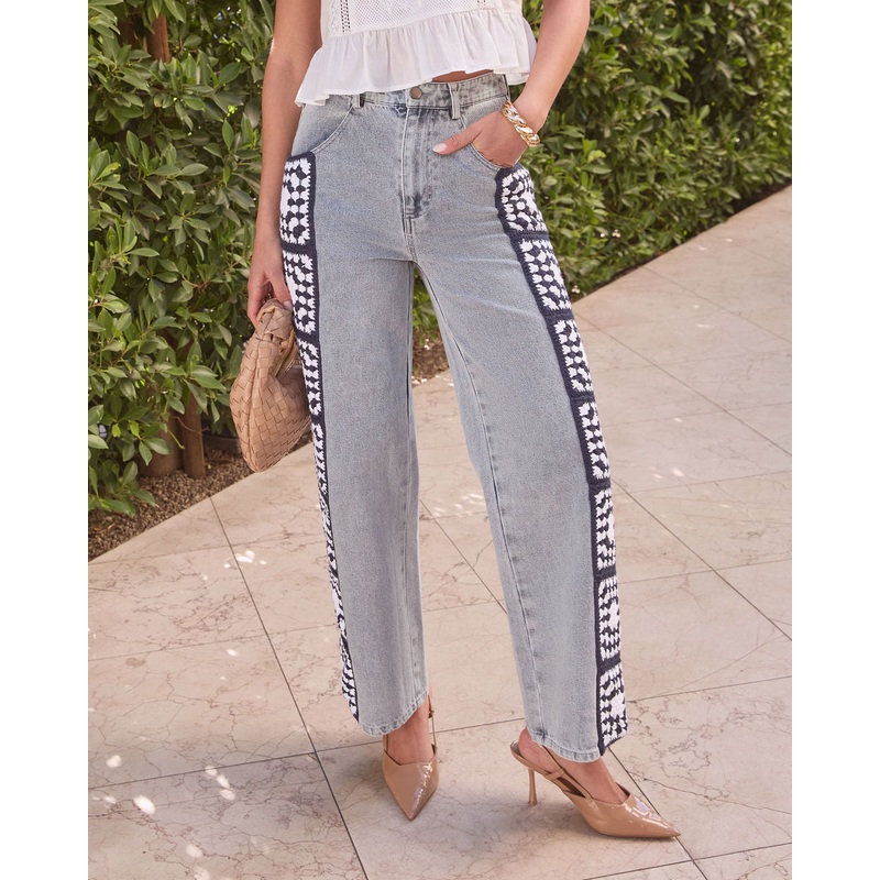 Perfect Match Straight Leg Crochet Jeans Denim/Navy XS