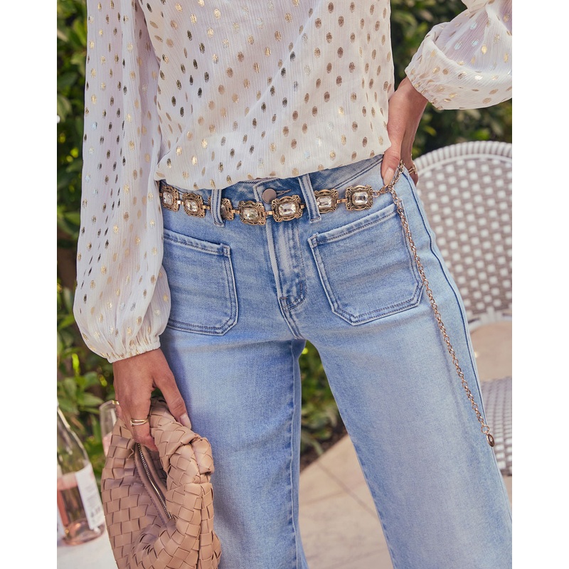 Sevana Embellished Chain Belt Gold O/S