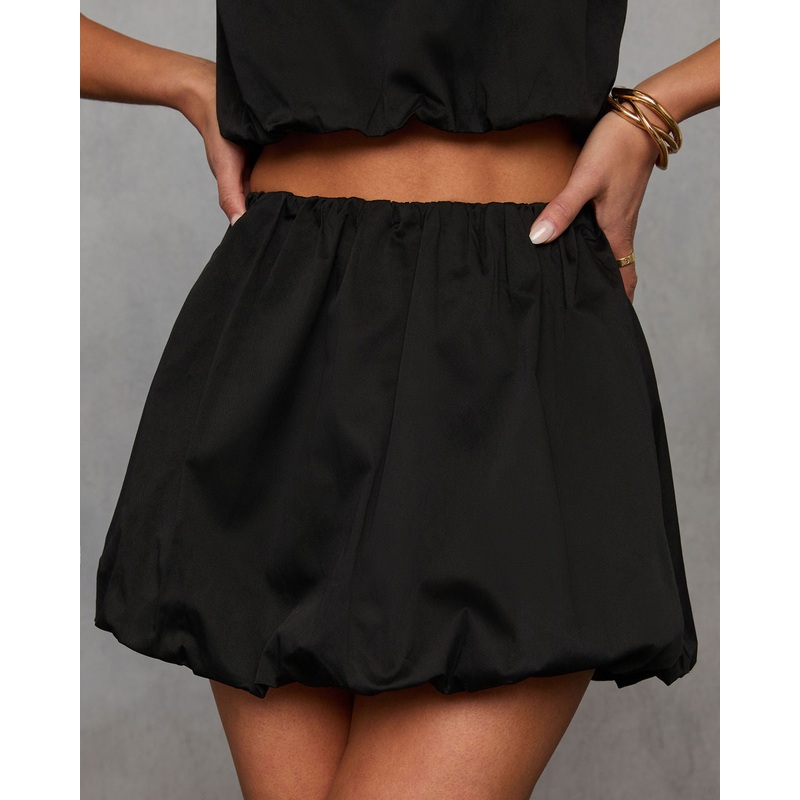 Sweet On You Bubble Hem Mini Skirt Black XS