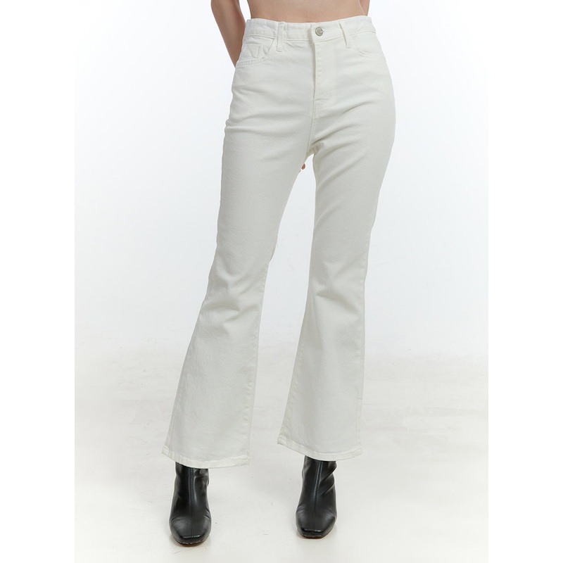 Classic Slim-Fit Bootcut Pants CF504 Light beige S