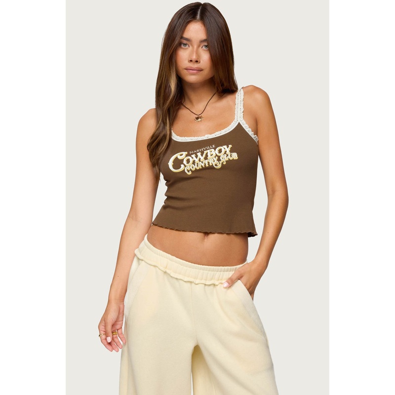 Nashville Cowboy Graphic Tank Top BROWN XS